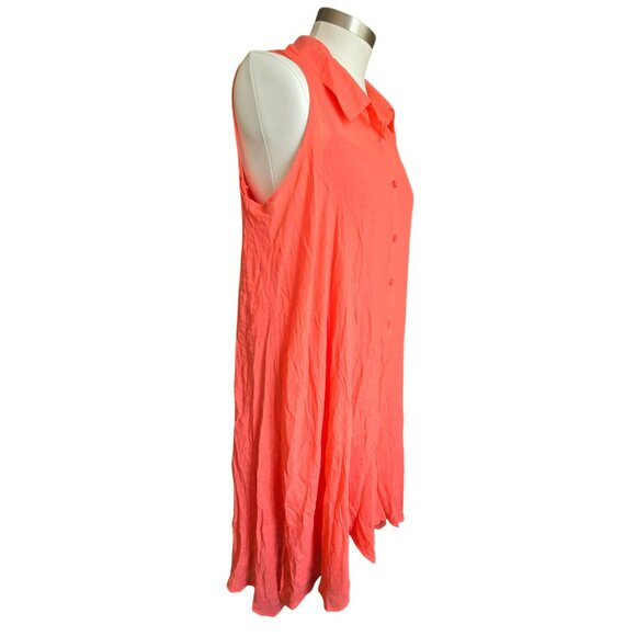 Sleeveless Orange Dress Button-Up Collared Midi with Dress Liner NWT JJ3991 - Picture 3 of 10